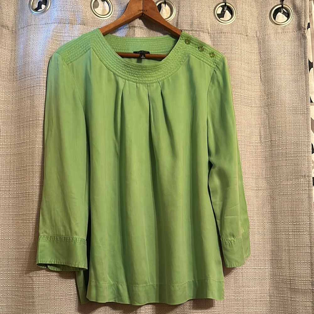 Talbots Green Blouse with Button Detail